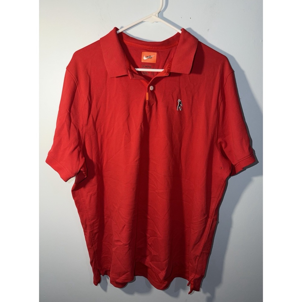 NIKE Men's Rare Polo Shirt Tiger Woods Fist Pump Logo Man Red Golf Size XL
